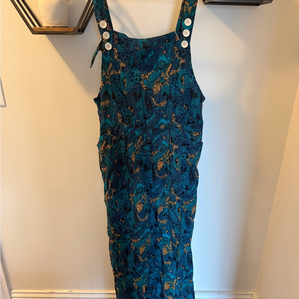 Teal Leopard Print Jumpsuit Sz L